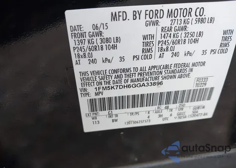 2016 Ford Explorer Xlt z USA, uszkodzony, nr VIN 1FM5K7DH6GGA33896